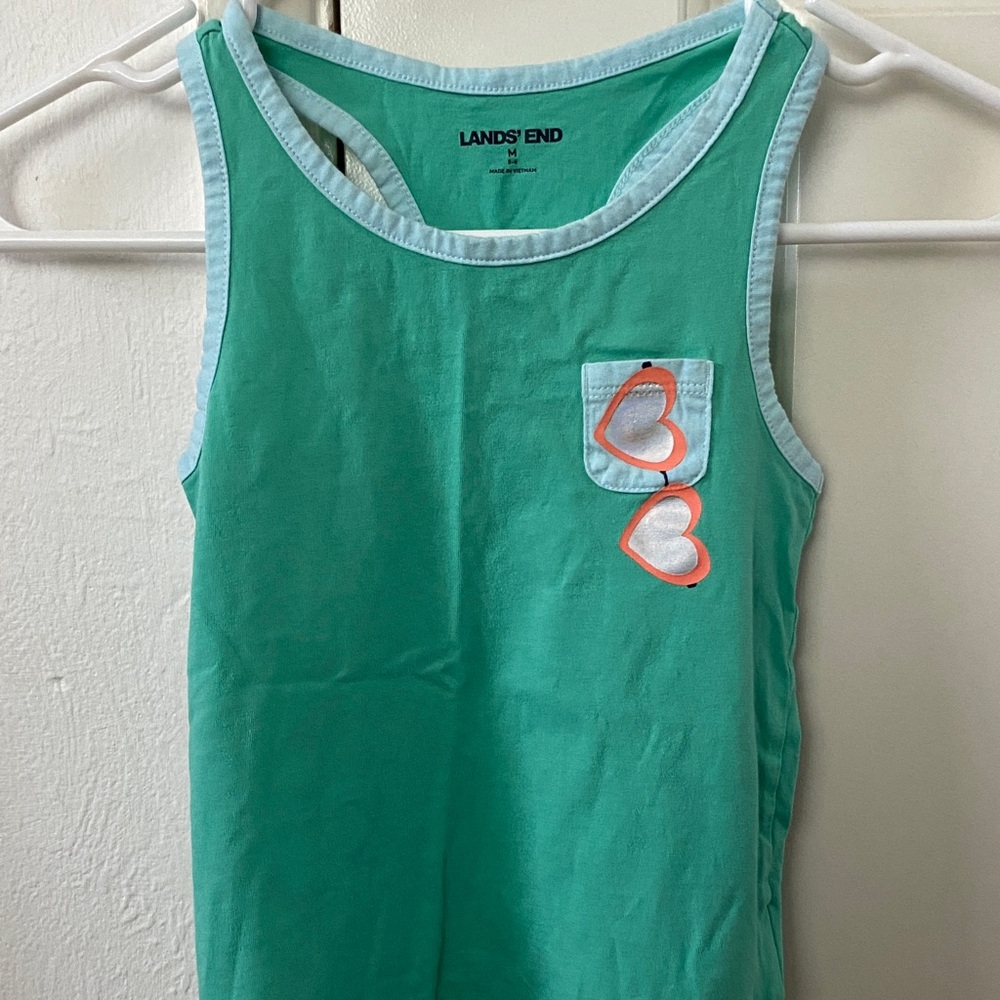 Lands' End Kids' Teal Tank Top with Heart Accents